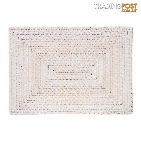 Pacifica Rattan Placemat 45x30cm White Wash - Unbranded - 7427046153461