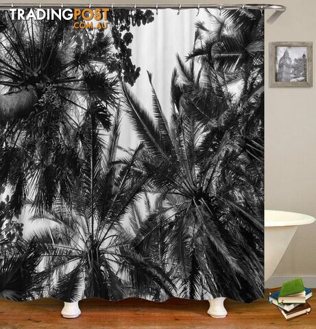Black White Palm Trees Shower Curtain - Curtain - 7427045917019