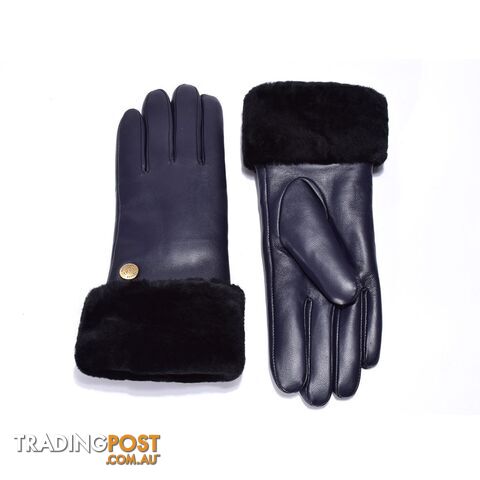 UGG Australian Sheepskin Leather Gloves Navy Womens (Chloe) - UGG - 822427510074