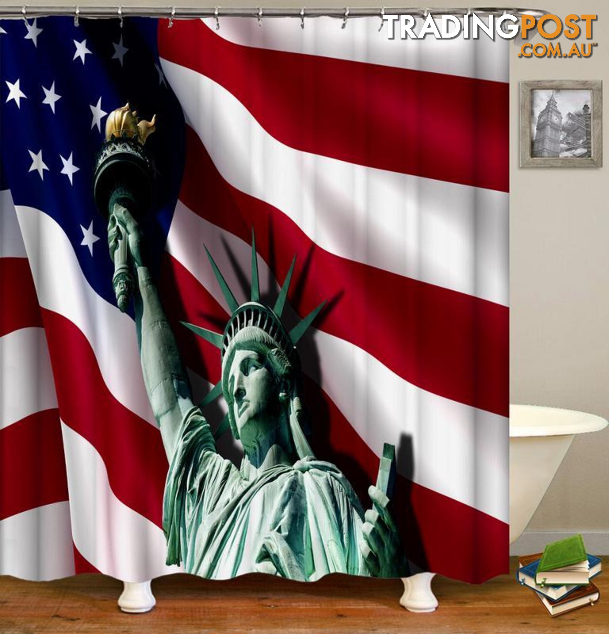 Statue Of Liberty Ft The American Flag Shower Curtain - Curtain - 7427045915220