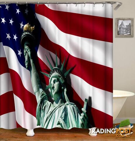 Statue Of Liberty Ft The American Flag Shower Curtain - Curtain - 7427045915220