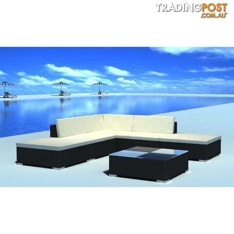 Poly Rattan Garden Seat Set (15 pcs.) - Black - Unbranded - 4326500415066