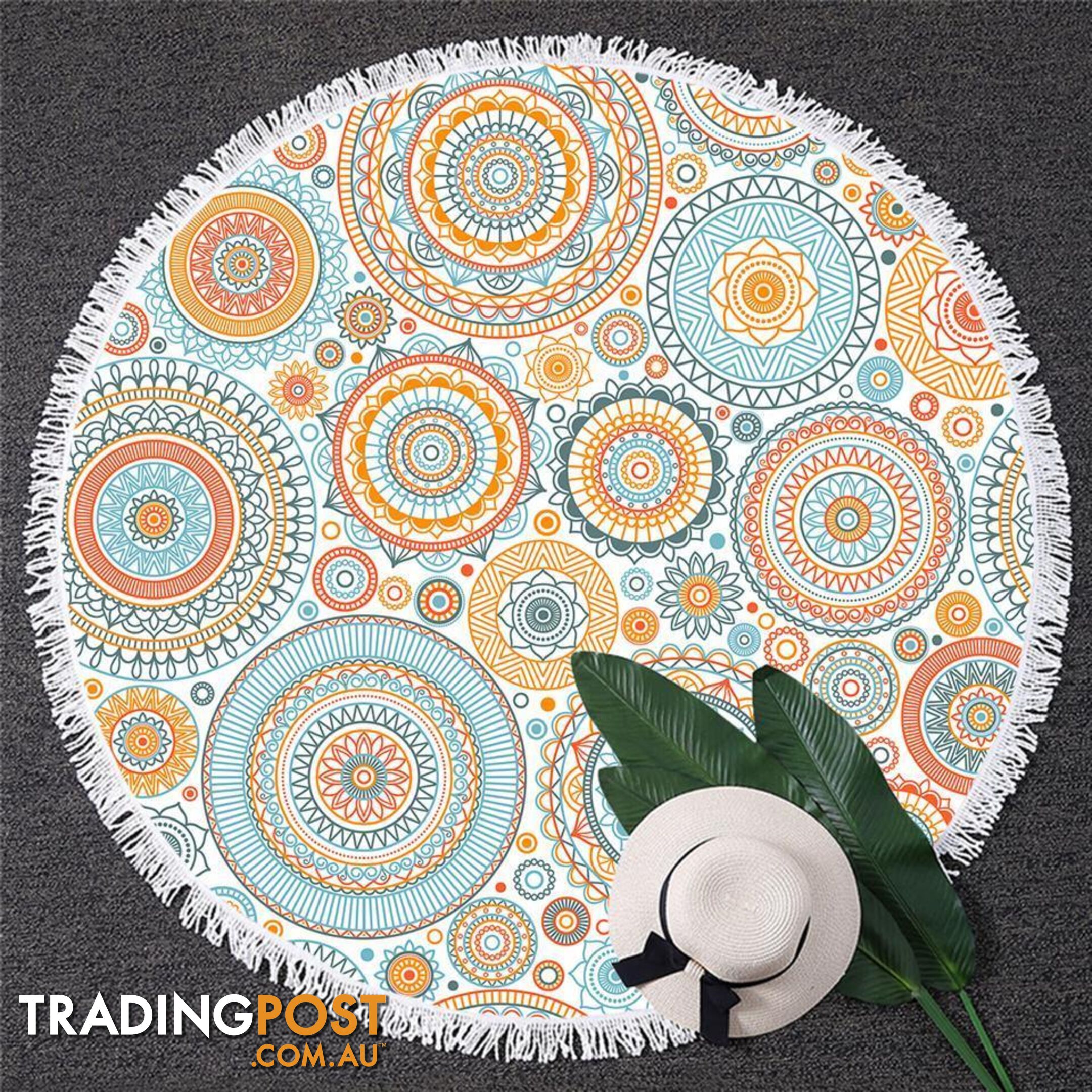 Orange Mandalas Circles Beach Towel - Towel - 7427046333641