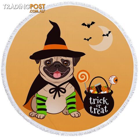 Halloween Pug Beach Towel - Towel - 7427046340212