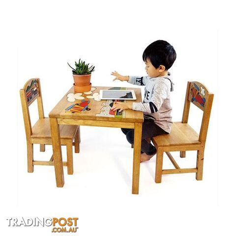 Airplane Design Kids Wooden Table Chairs Set - Mango Trees - 9476062139346