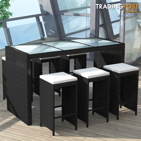 Poly Rattan Garden Bar Set (13 Pcs) - Black - Unbranded - 4326500416612