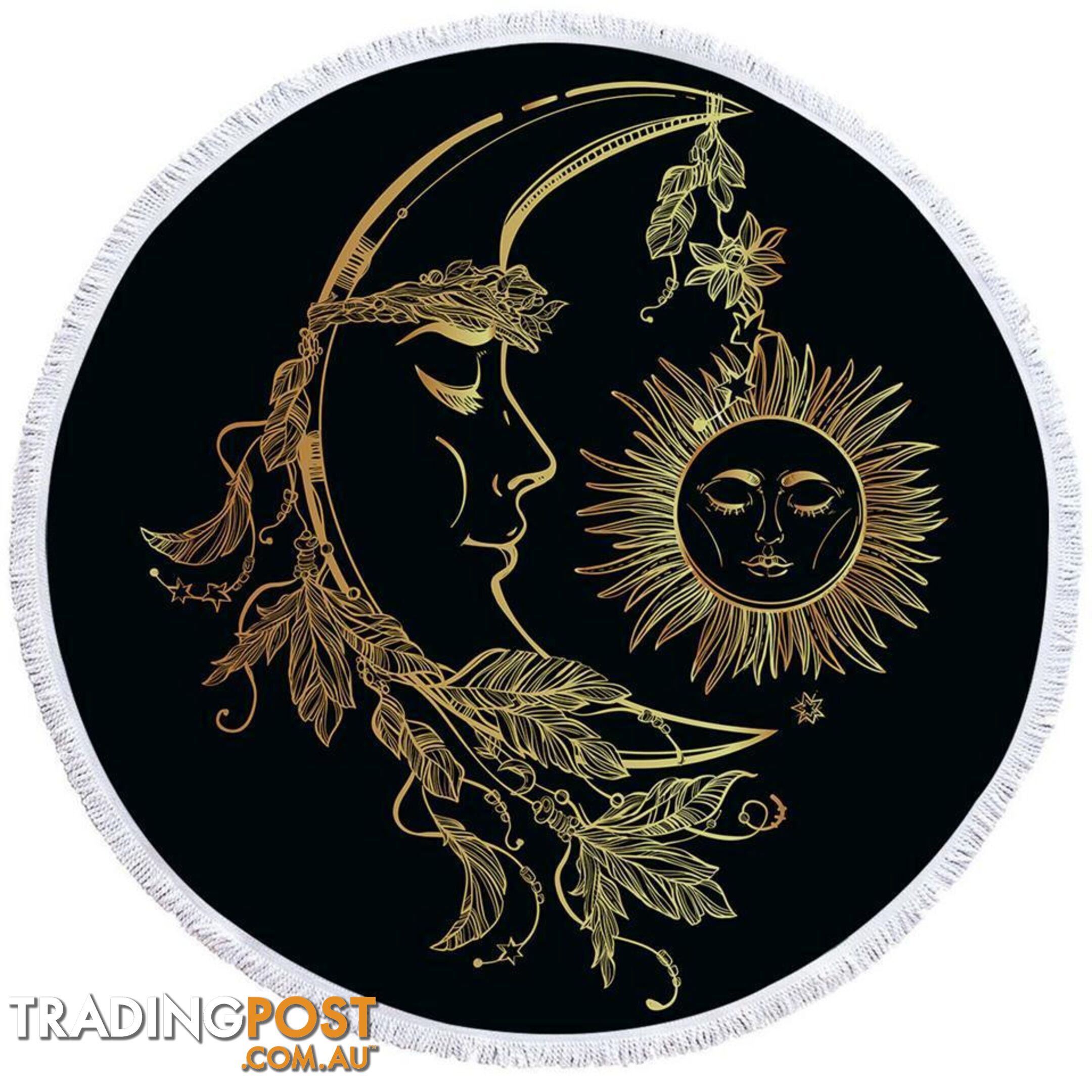 Golden Sun and Moon Beach Towel - Towel - 7427046327503