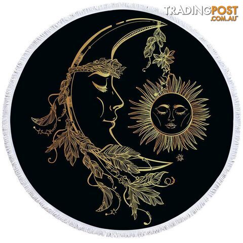 Golden Sun and Moon Beach Towel - Towel - 7427046327503