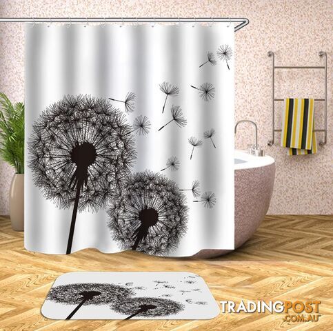 Groundsel Black And White Shower Curtain - Curtain - 7427045933217