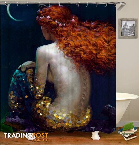 Redhead Mermaid Shower Curtain - Curtain - 7427045977174