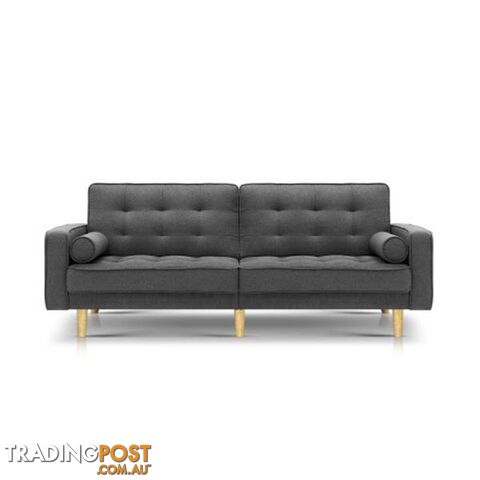 1950Mm 3 Seater Sofa Bed Recliner Lounge Tufted Plush Fabric Dark Grey - Artiss - 9350062276129