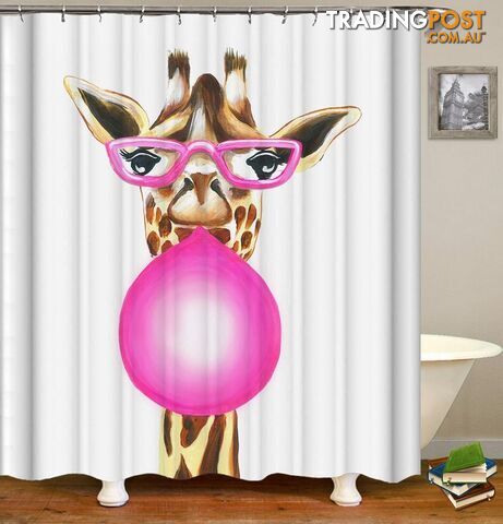 Bubble Gum Lady Giraffe Shower Curtain - Curtain - 7427045912144