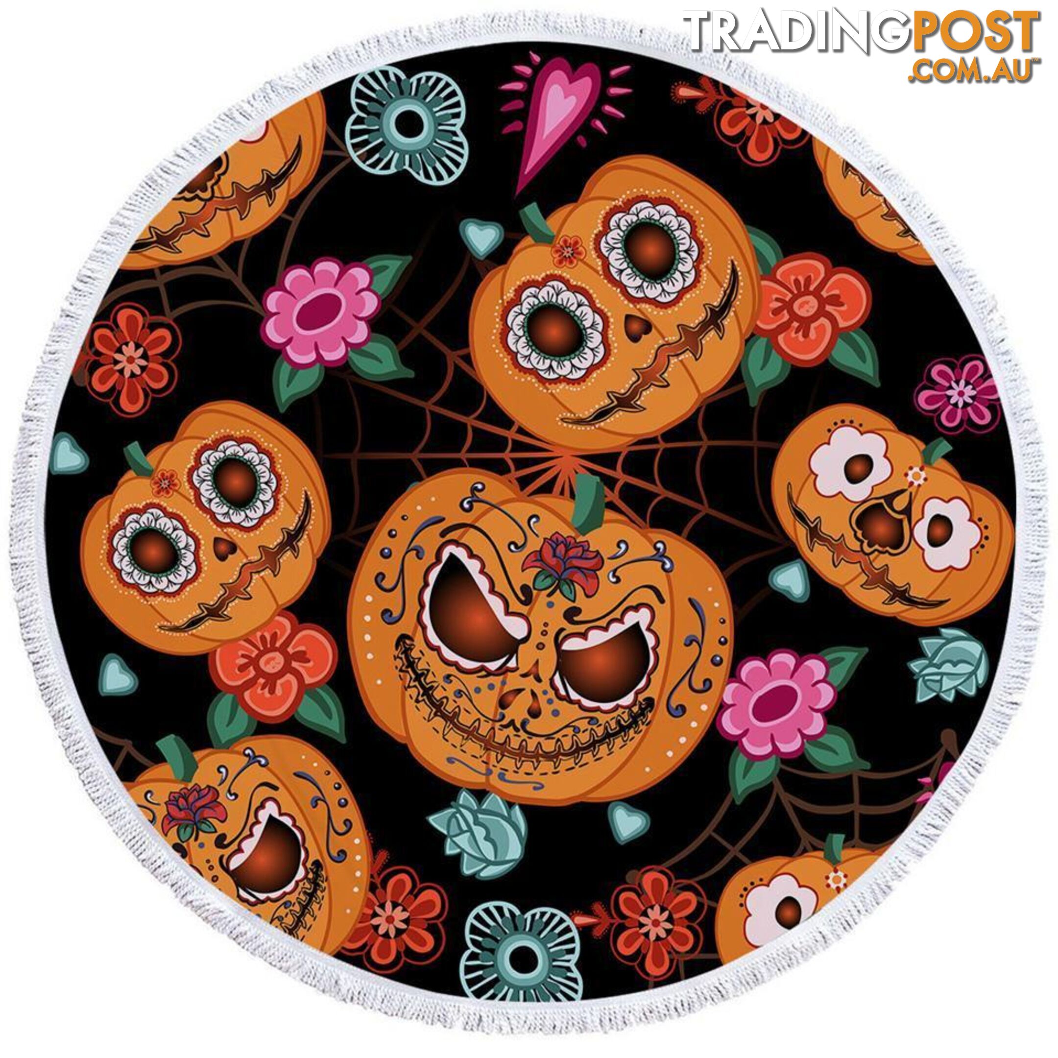 Halloween Pumpkins Beach Towel - Towel - 7427046321211