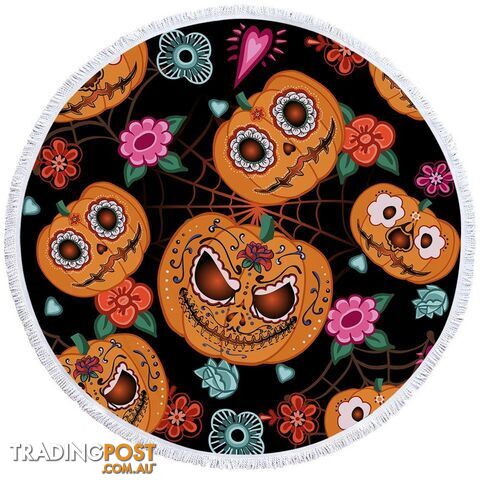 Halloween Pumpkins Beach Towel - Towel - 7427046321211