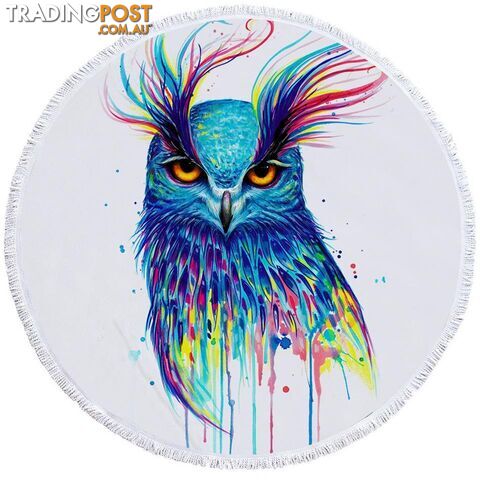 Colorful Owl Beach Towel - Towel - 7427046331579