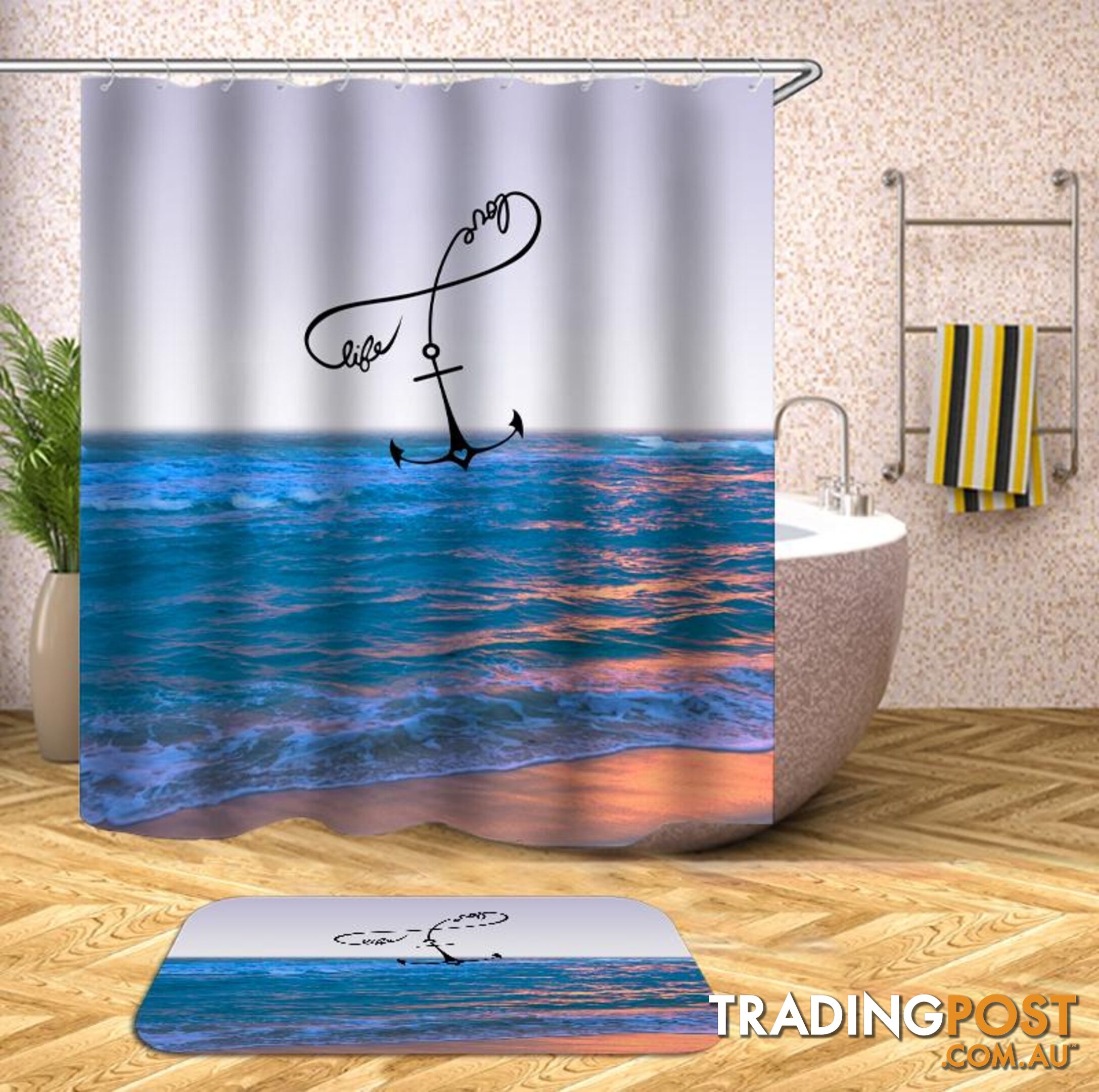 Anchor The Beach Life Shower Curtain - Curtain - 7427045931510