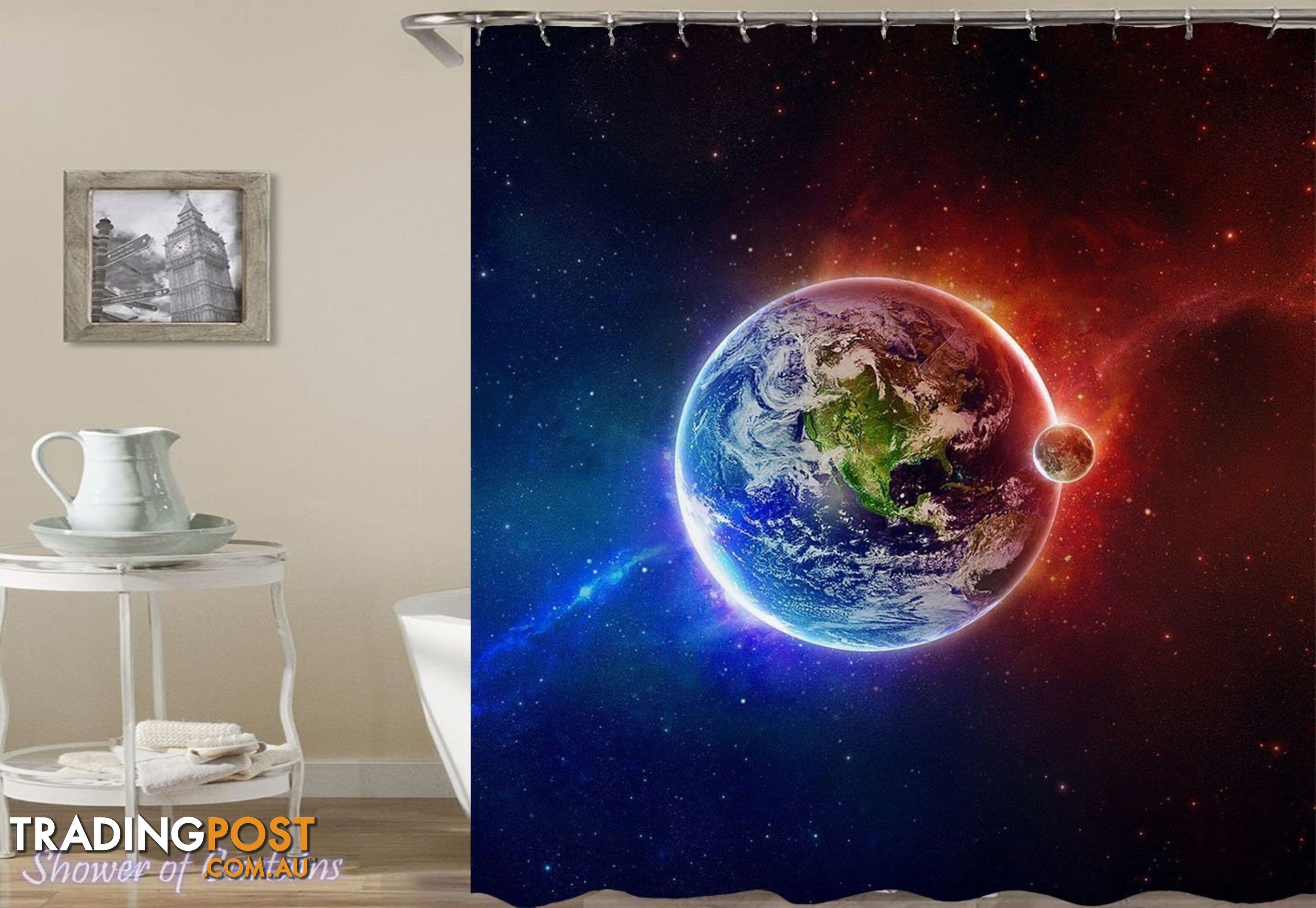 Plant Earth And The Moon Shower Curtain - Curtain - 7427046285865