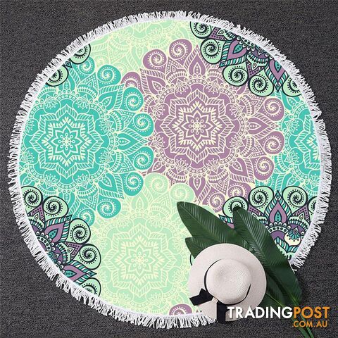 Turquoise and Lilac Mandala Beach Towel - Towel - 7427046333610