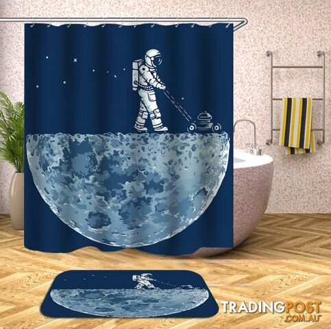 An Astronaut Mows The Moon Shower Curtain - Curtain - 7427045943001