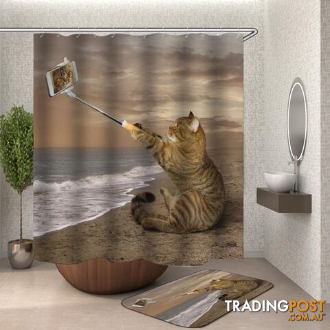 Catâs Selfie On The Beach Shower Curtain - Curtain - 7427046106030