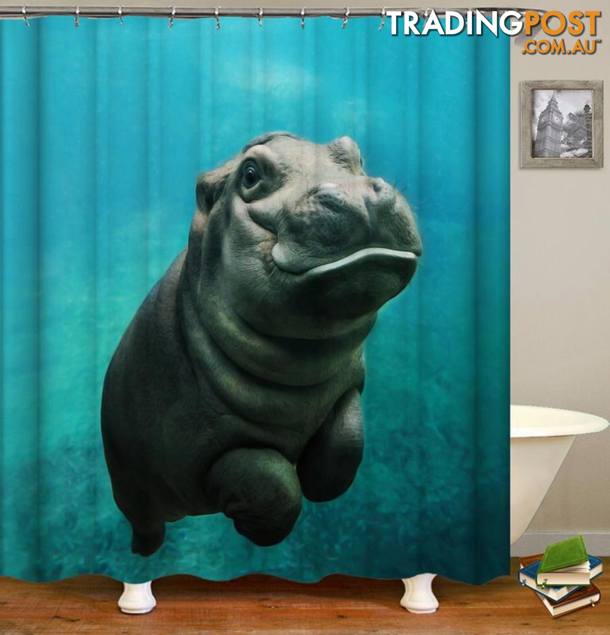 Baby Hippo Shower Curtain - Curtain - 7427045912021