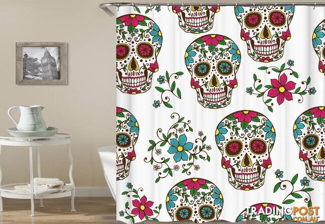 Colorful Blooming Skulls Shower Curtain - Curtain - 7427005910258