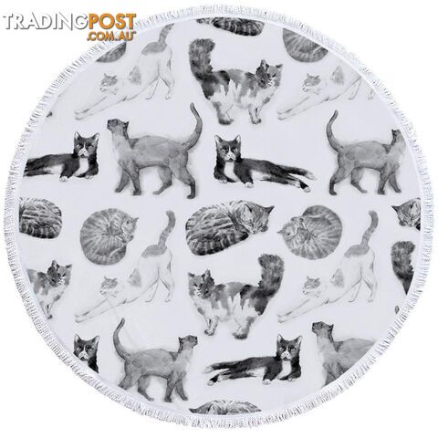 Black and White Cats Beach Towel - Towel - 7427046307352