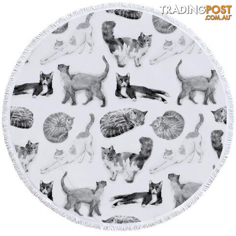 Black and White Cats Beach Towel - Towel - 7427046307352