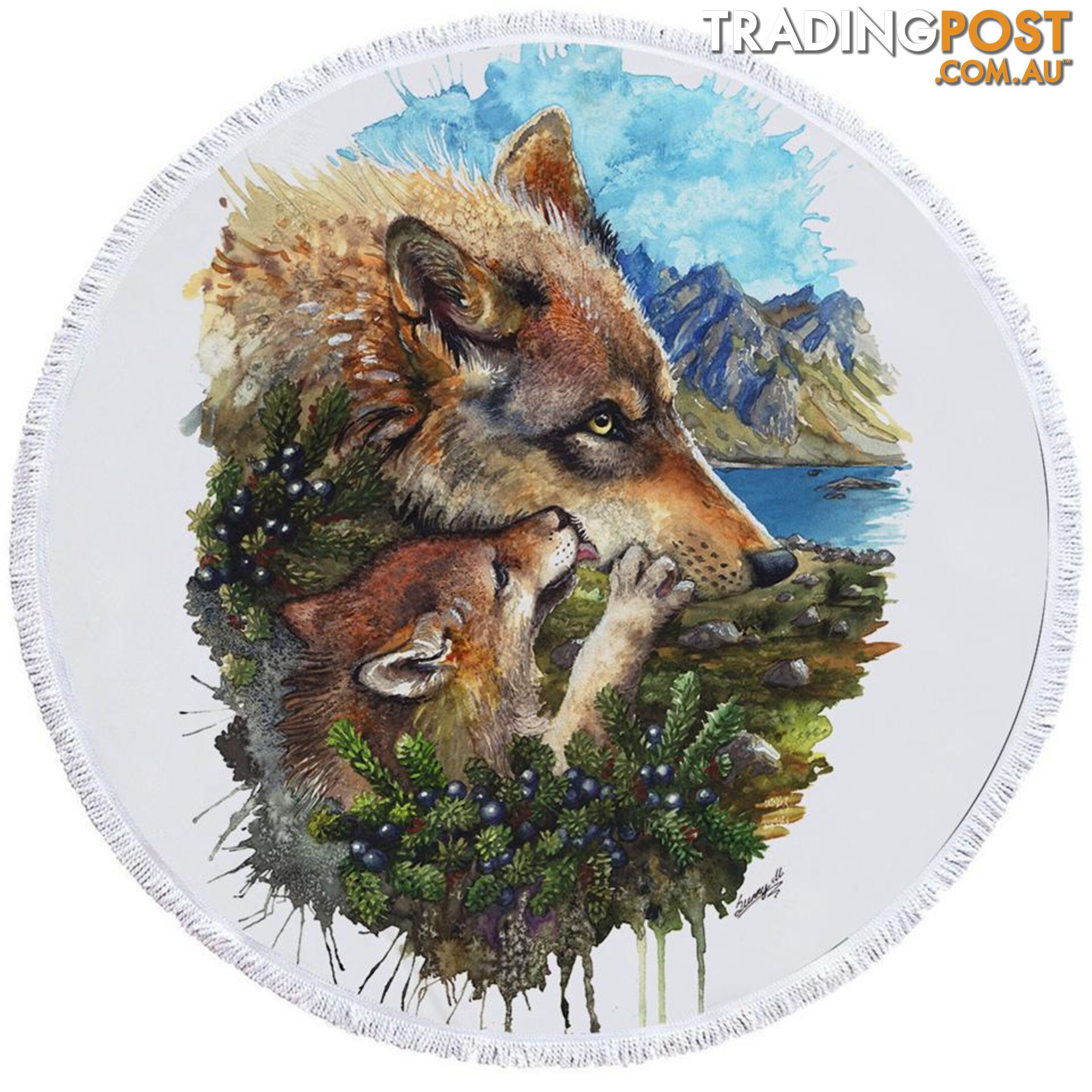 Art Painting Wolfs Beach Towel - Towel - 7427046324519