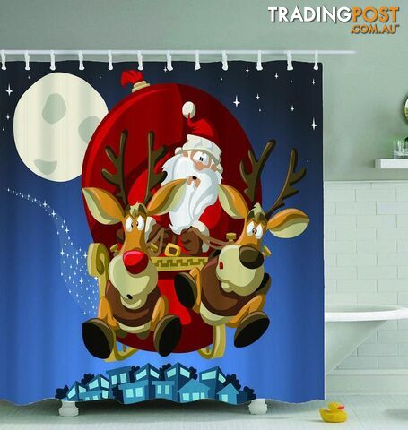 Santa And His Reindeer Shower Curtain - Curtain - 7427045975811