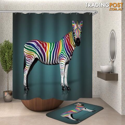 Rainbow Zebra Shower Curtain - Curtain - 7427046123815