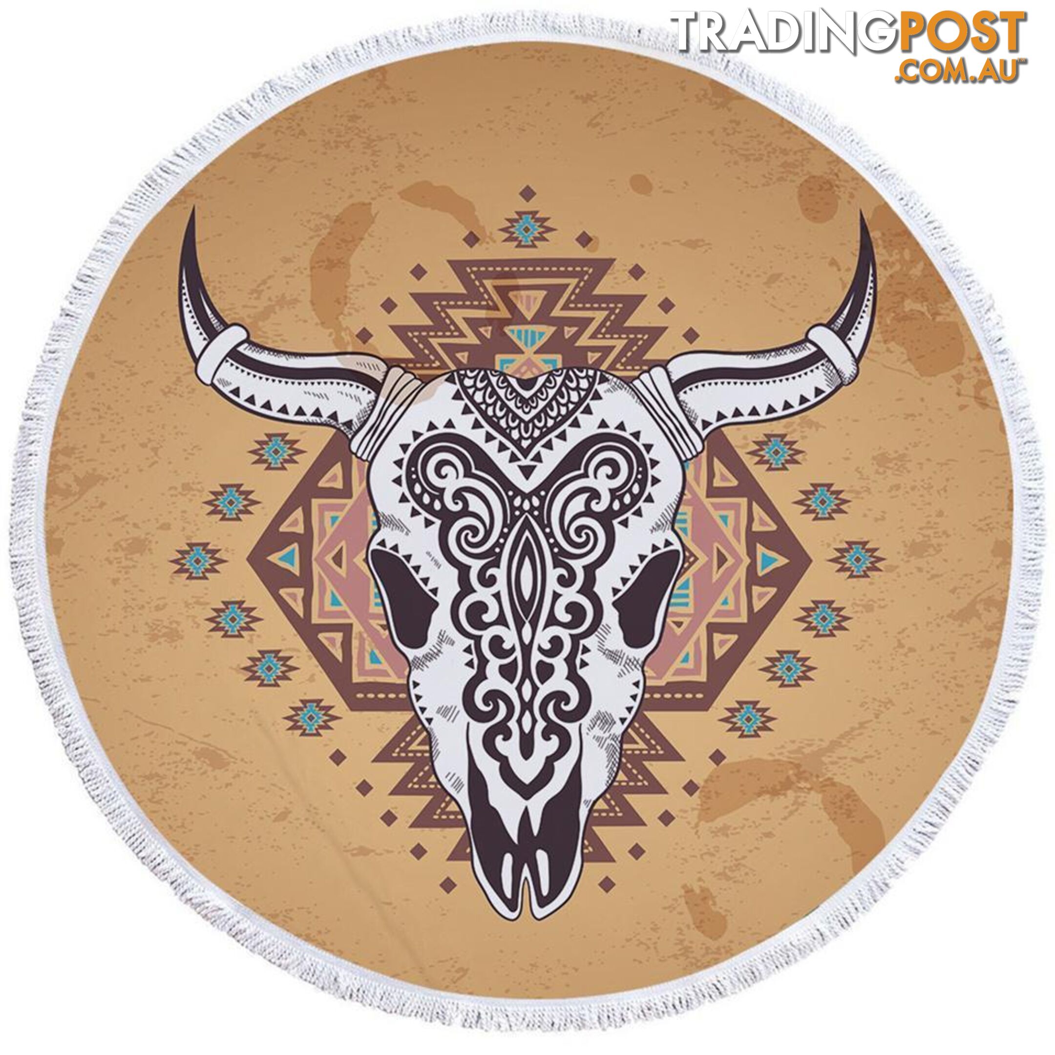 Indian Bull Skull Beach Towel - Towel - 7427046306676