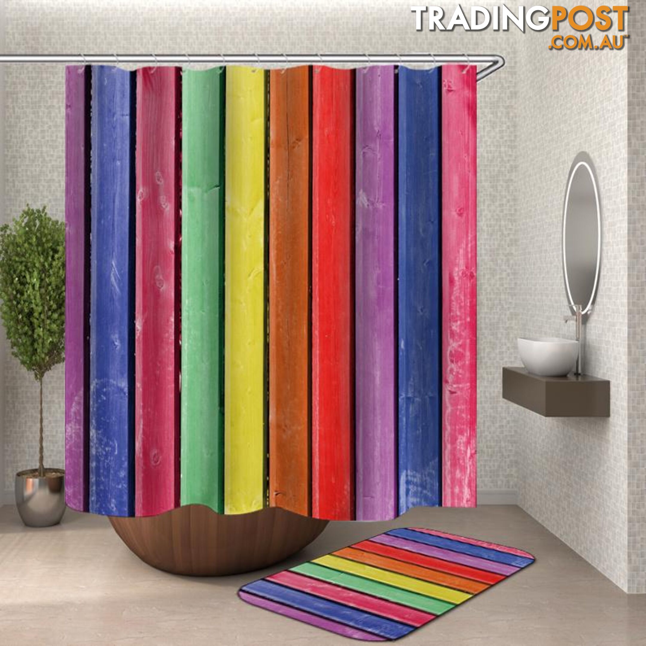 Rustic Rainbow Shower Curtain - Curtain - 7427046113069