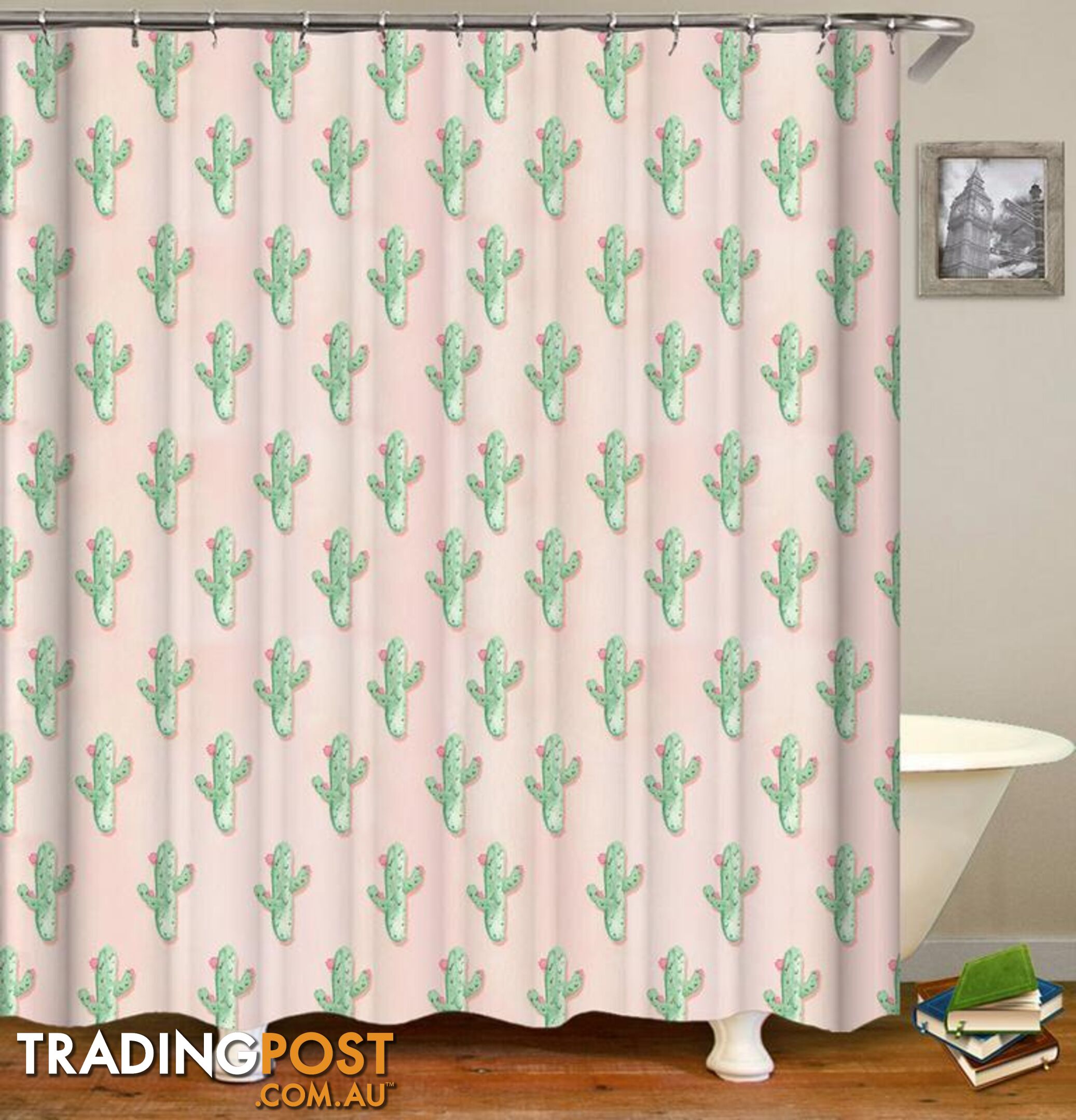 Floral Mini Cactus Shower Curtain - Curtains - 7427045940598