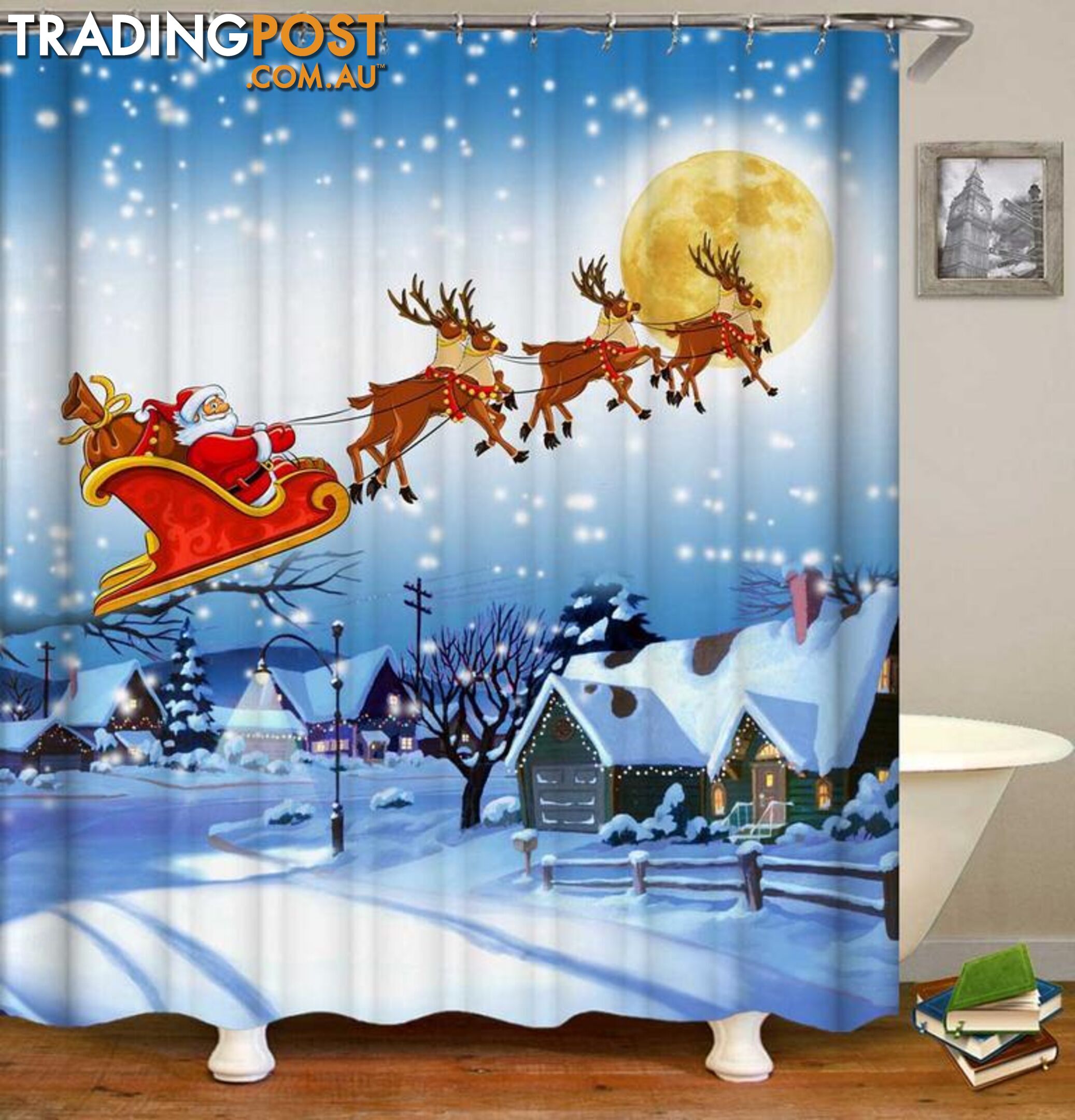 Classic Christmas Scene Shower Curtain - Curtains - 7427046067461