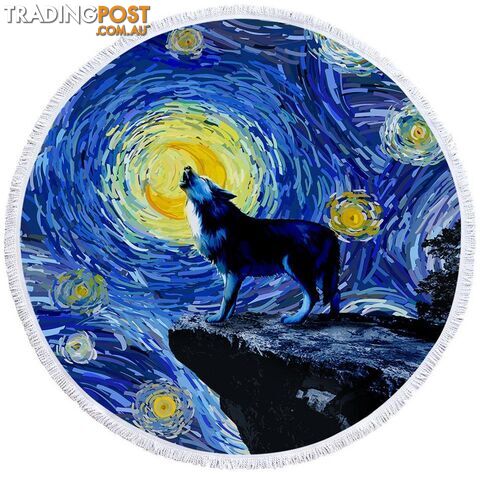 Van Gogh Art Wolf Beach Towel - Towel - 7427046316262