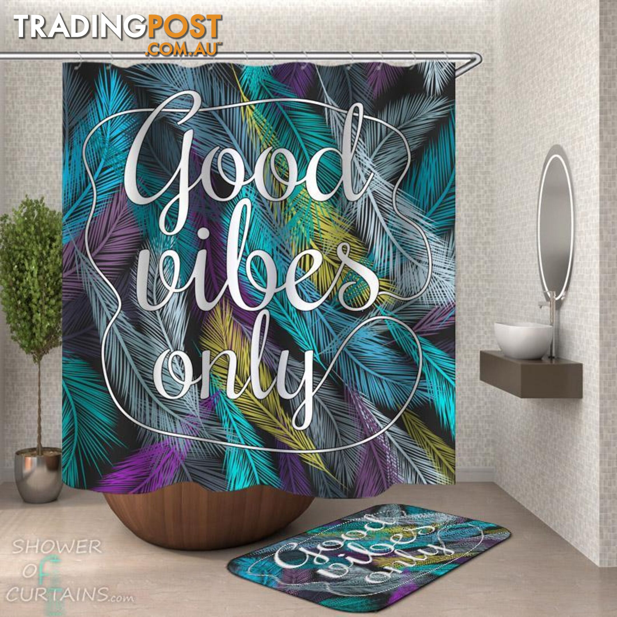 Good Vibes Only Feathers - Curtain - 7427046294485