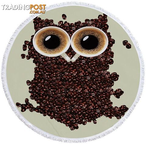 Cool Coffee Beans Owl Beach Towel - Towel - 7427046327855