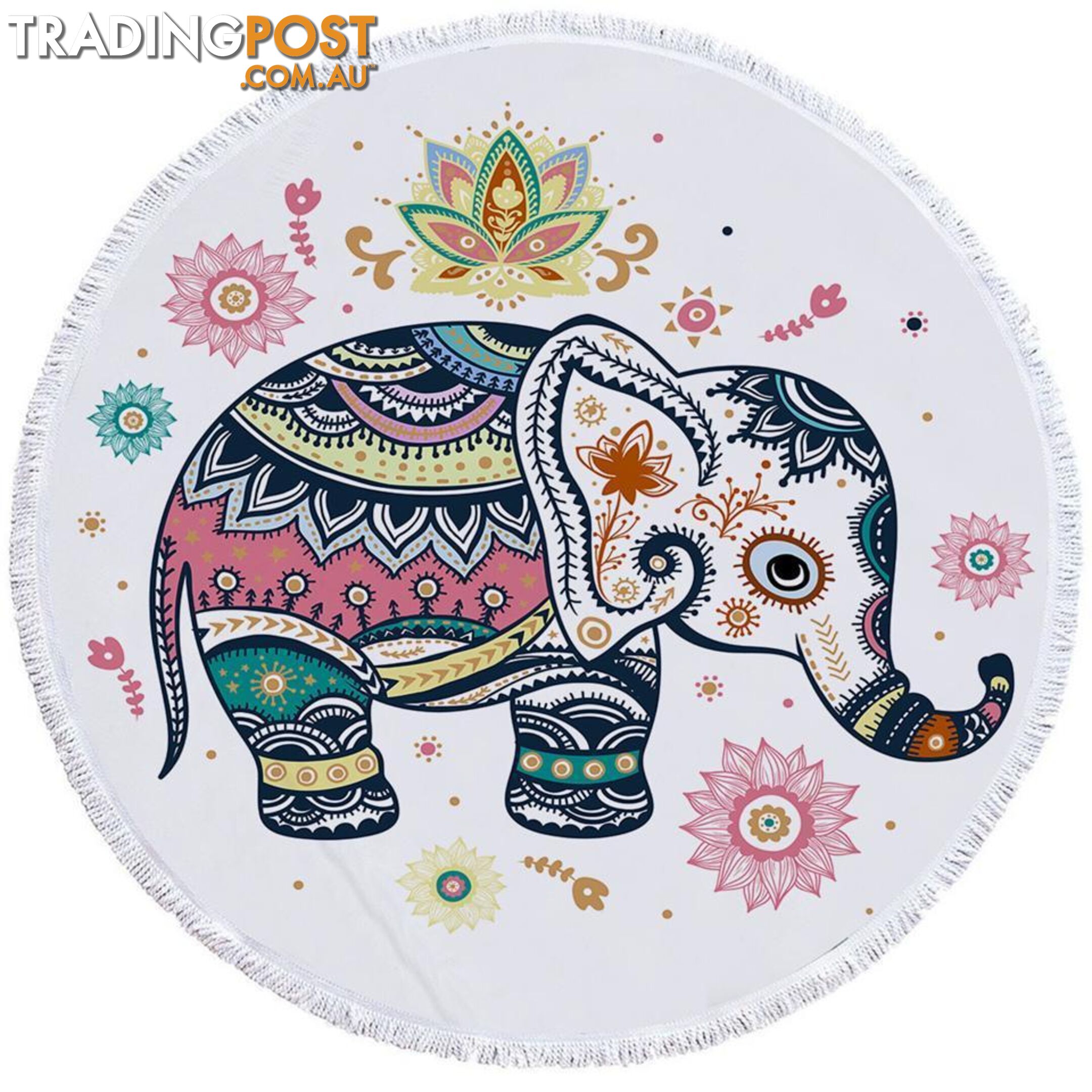 Cute Oriental Elephant Beach Towel - Towel - 7427046311670