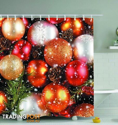 Shiny Gold Christmas Balls Shower Curtain - Curtain - 7427045988361