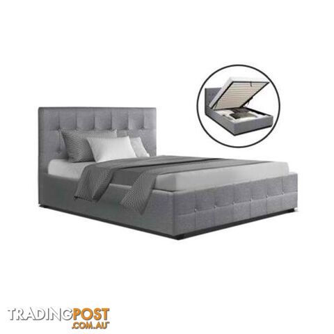 Roca Gas Lift Bed Frame Base With Storage Mattress Grey Fabric - Artiss - 9355720027389