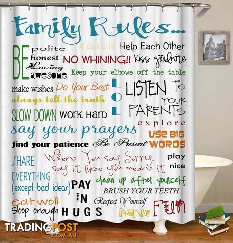 Family Rules Shower Curtain - Curtain - 7427046137010