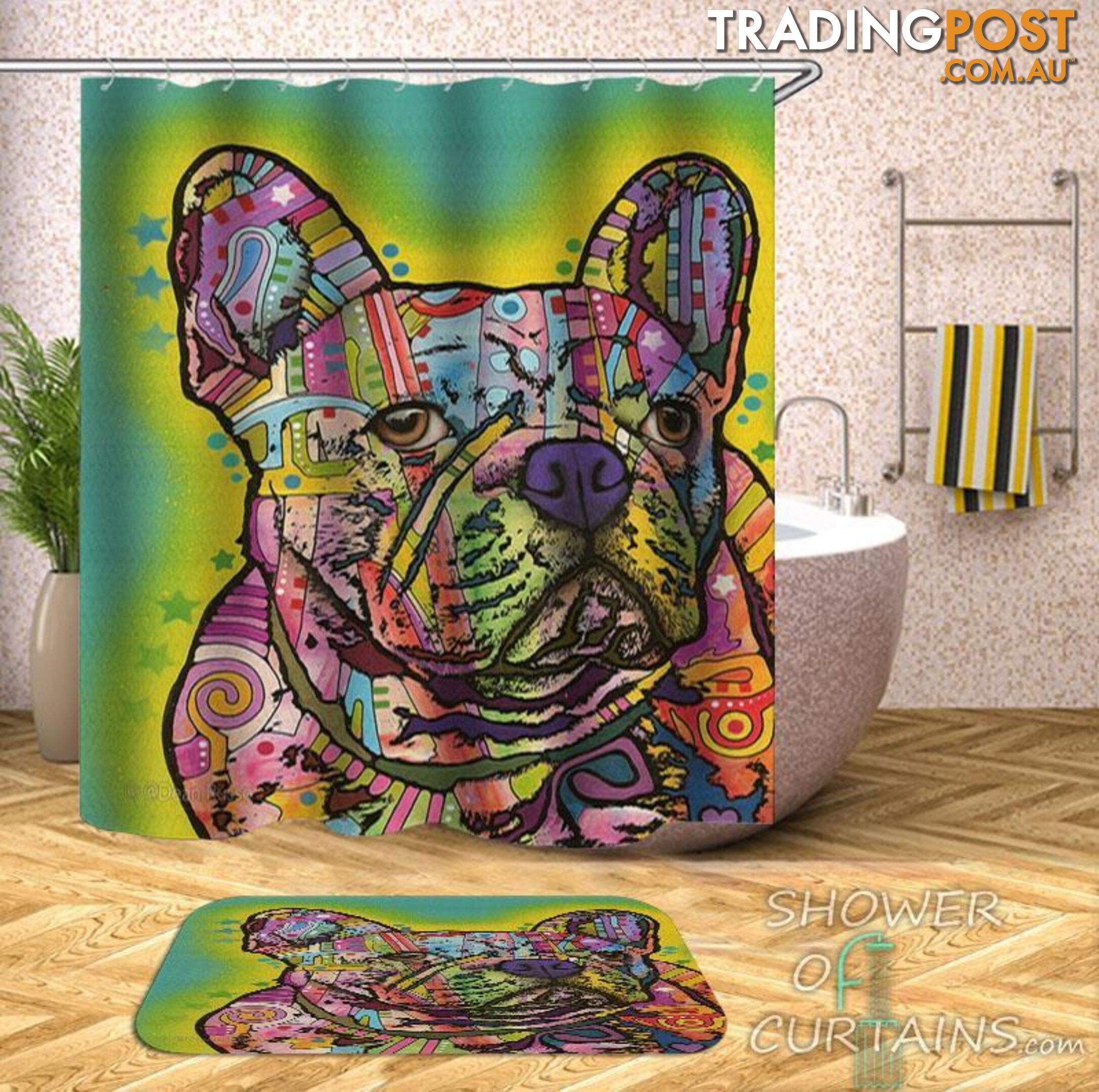Colorful Bulldog Shower Curtain - Curtain - 7427046285957