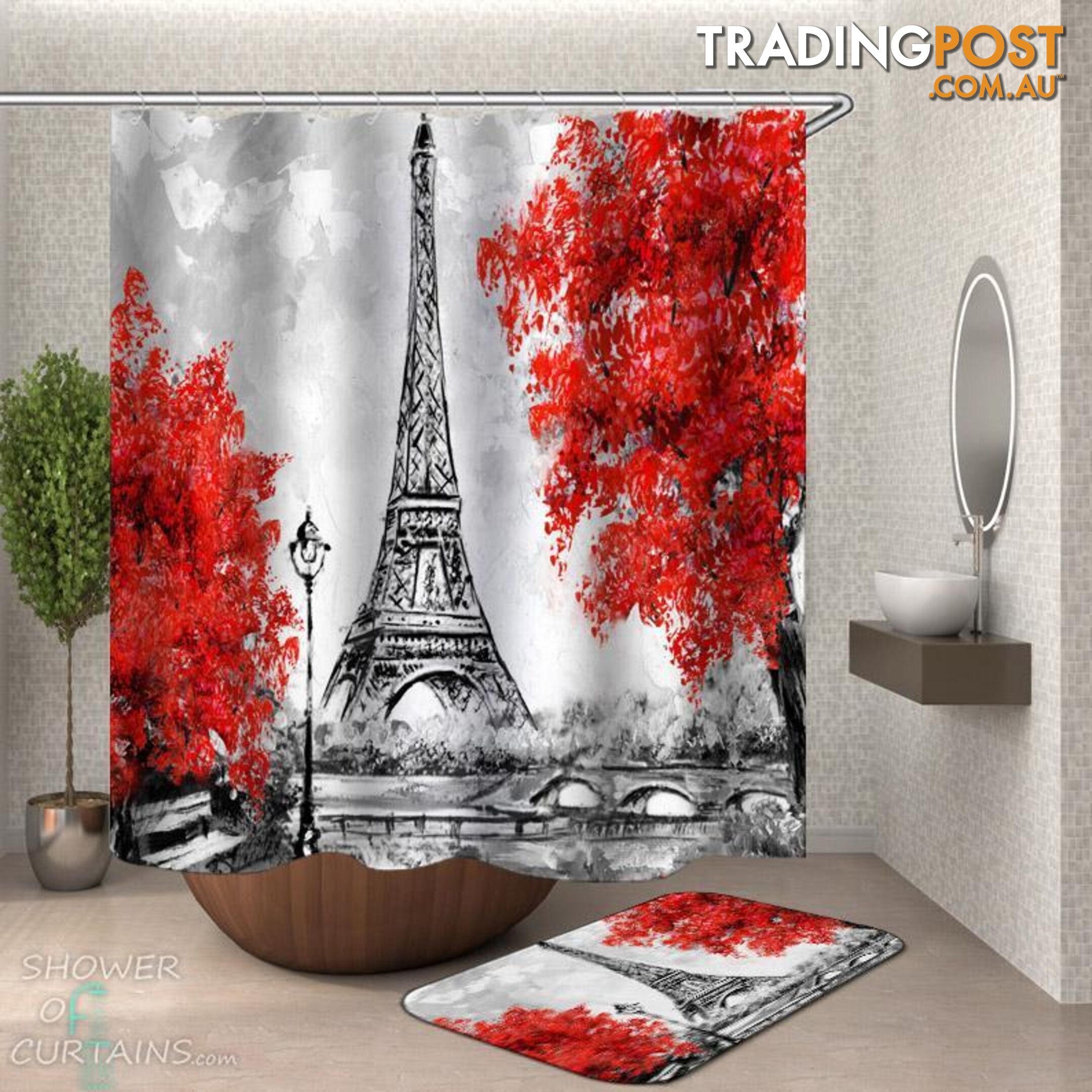 Art Fall Eiffel Tower Shower Curtain - Curtain - 7427046296281