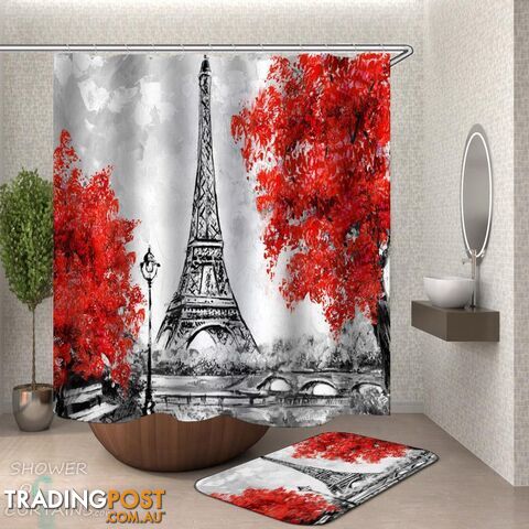 Art Fall Eiffel Tower Shower Curtain - Curtain - 7427046296281