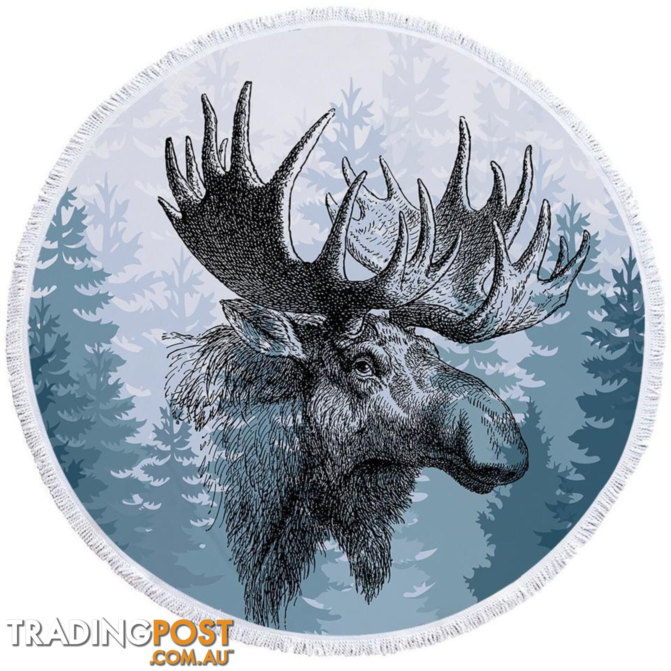 Moose Drawing Beach Towel - Towel - 7427046310703