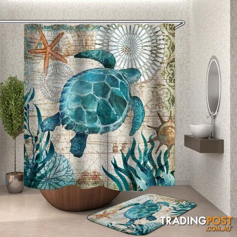 Vintage Map Turtle Shower Curtain - Curtain - 7427046125581