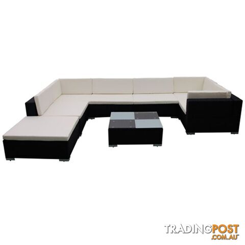 Poly Rattan 24-Piece Garden Seat Set - Black - Unbranded - 4326500415103
