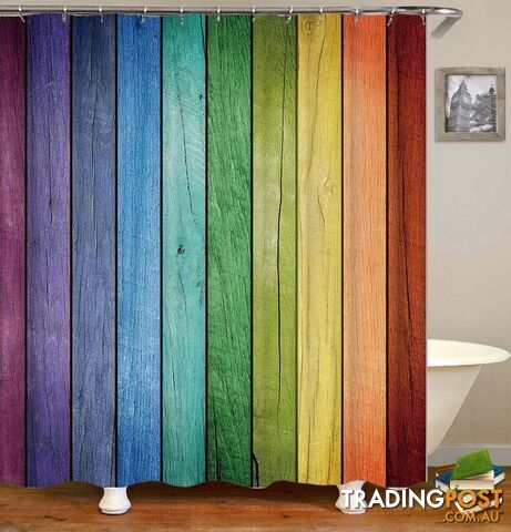 Rainbow Wooden Deck Shower Curtain - Curtain - 7427046139137