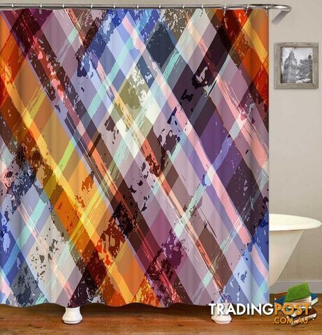 Multi Colored Checkered Shower Curtain - Curtain - 7427046133272